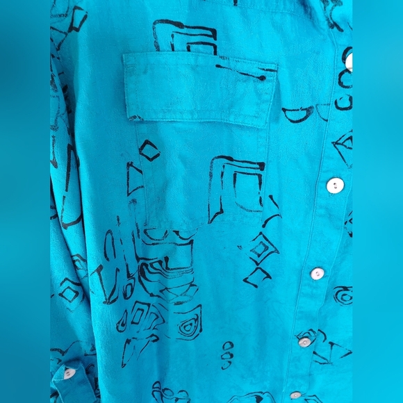 Chicos Blue Silk Printed Top - Picture 5 of 6